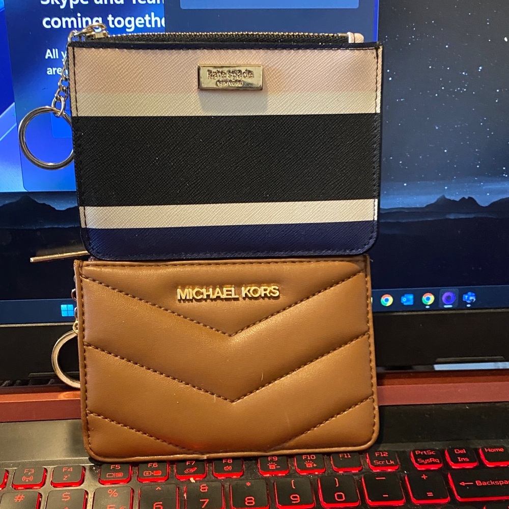 Michael Kors and kate spade Tan Quilted Card Holder bundle